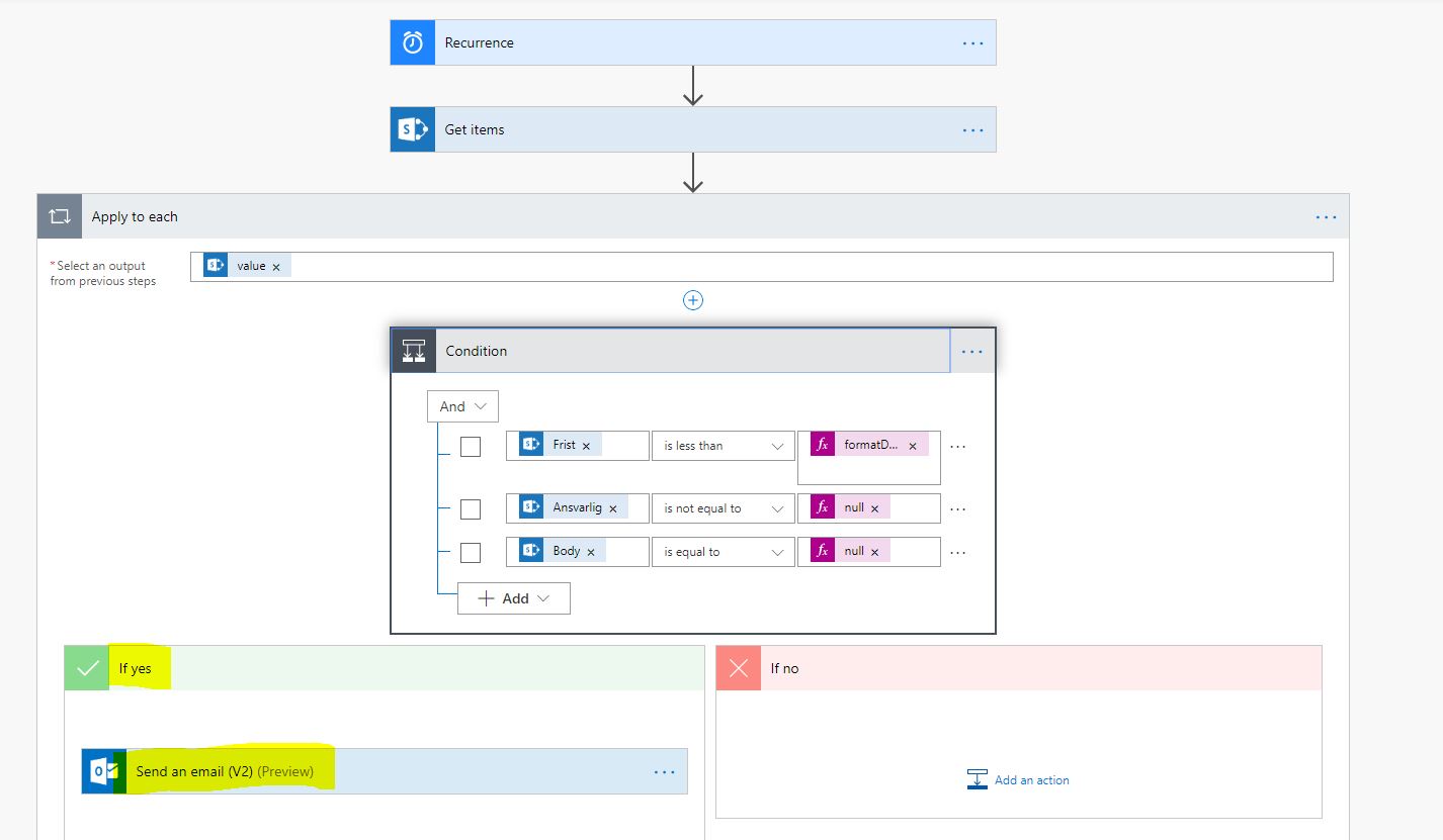 11 Insert new step Send an email into Yes Condition